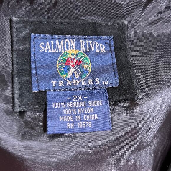 Salmon River Traders Black Suede Leather Vest Size 2X Western Style - Picture 4 of 5